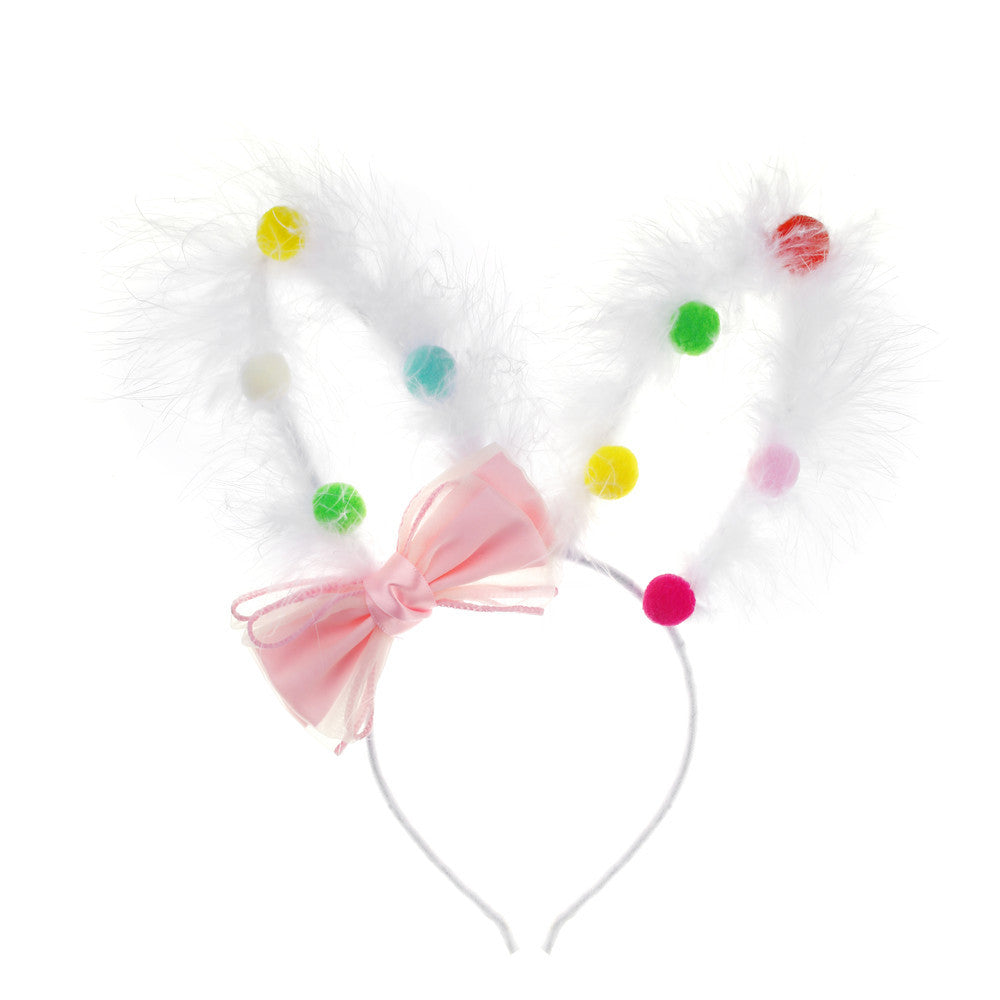 Wholesale Spring and Summer Amusement Park Plush Rabbit Dress-up Easter Artificial Flower Headband